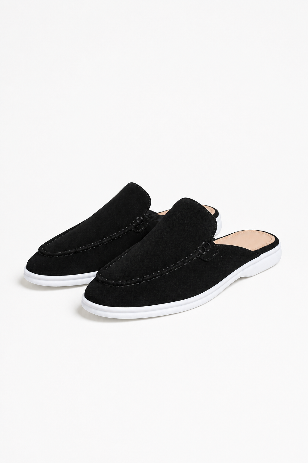 Men's Mule Loafer in Black - Comfortable Slip-On Shoe with Open Heel