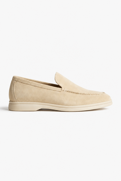 Mens Handmade White Suede Penny Loafers
