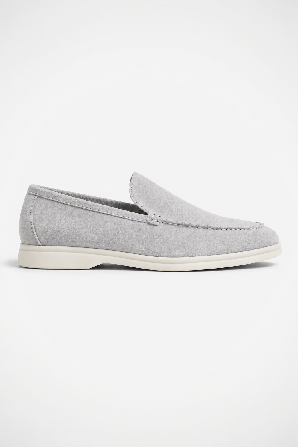 Light Gray Suede Penny Loafers for Men - Handmade Italian Men's Shoes