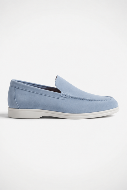 Mens Regular Fit Light Blue Suede Chinos