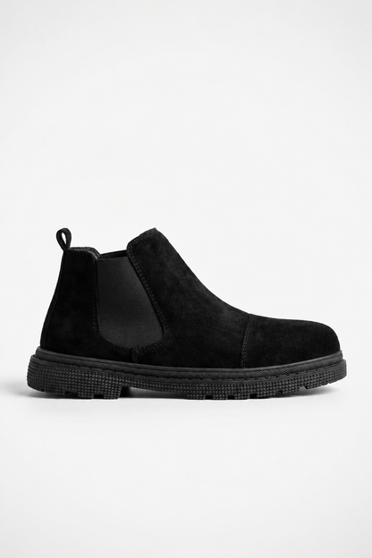 Mens Classic Black Suede Chelsea Boots