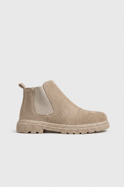 Mens Regular Fit Dark Sand Suede Chelsea Boots
