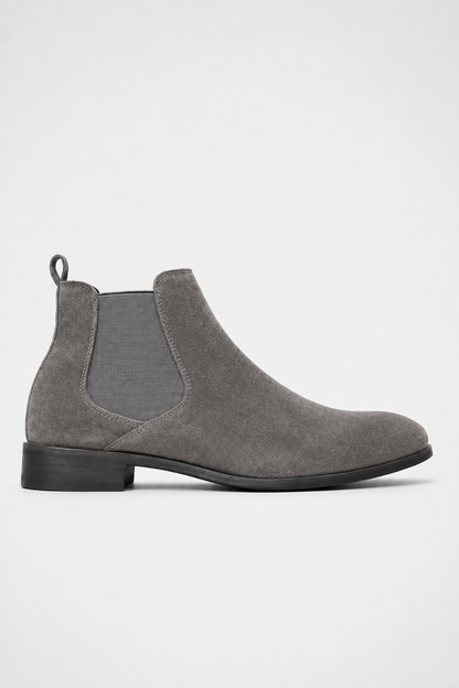Mens Dark Gray Suede Chelsea Boots