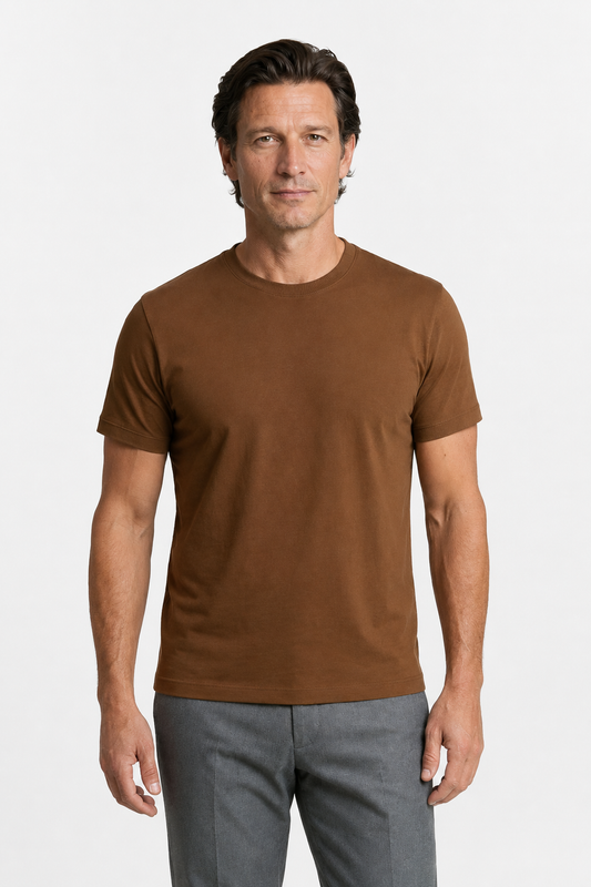 Brown Slim Fit T-Shirt for Men in Soft Cotton - Comfortable & Stylish