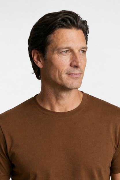 Mens Slim Fit Brown Cotton Tee
