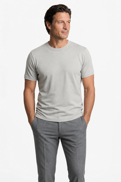 Mens Slim Fit Gray Wool Tee