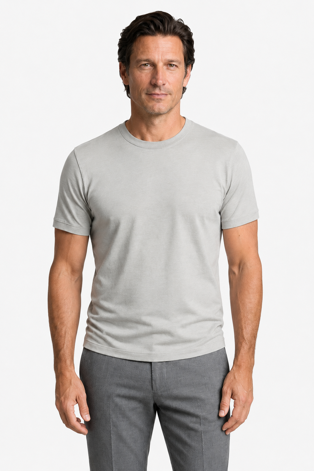 Men's T-Shirt - Gray - Wool - Slim Fit