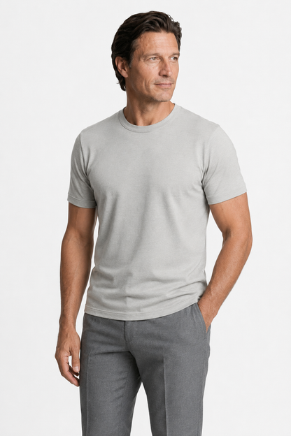 Mens Slim Fit Gray Wool Tee