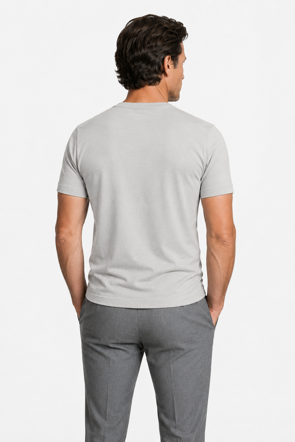 Men's T-Shirt - Gray - Wool - Slim Fit