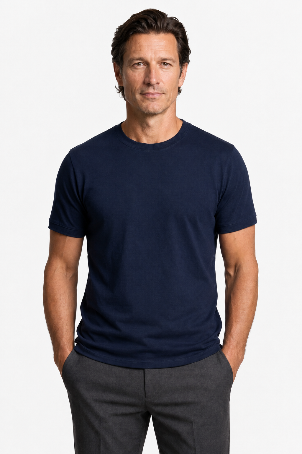 Navy Blue T-shirt for Men – Slim Fit, Breathable & Comfortable