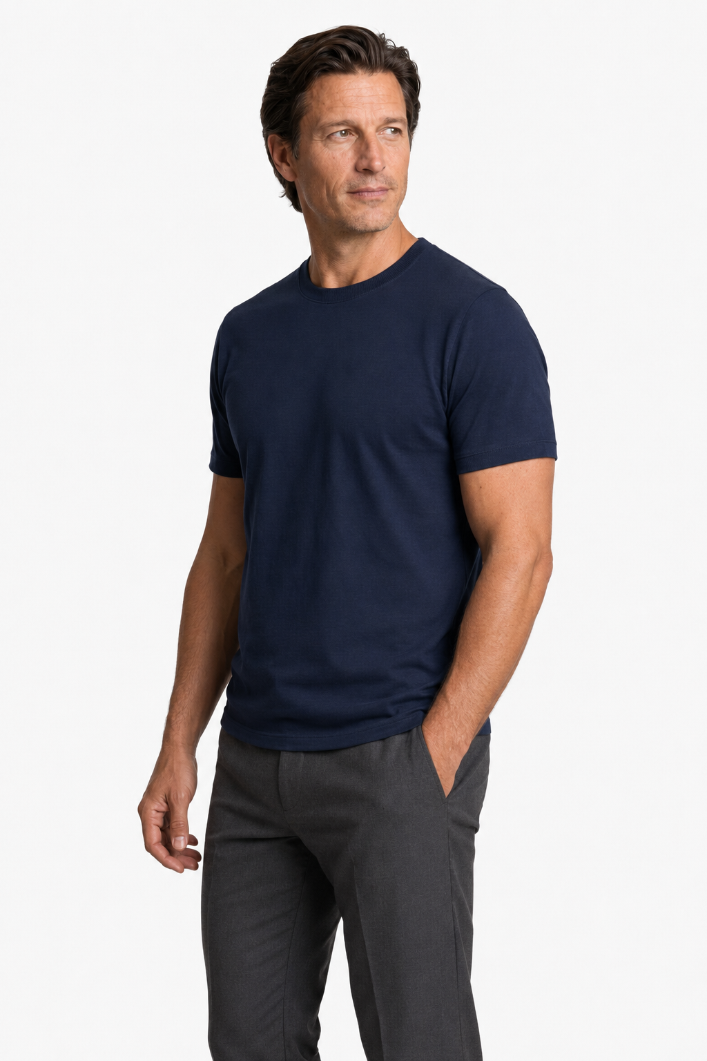 Navy Blue T-shirt for Men – Slim Fit, Breathable & Comfortable