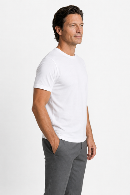 Mens Slim Fit White Cotton Tee