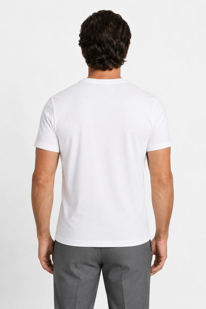 Mens Slim Fit White Cotton Tee