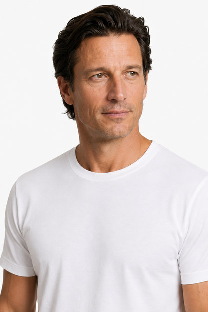 Mens Slim Fit White Cotton Tee