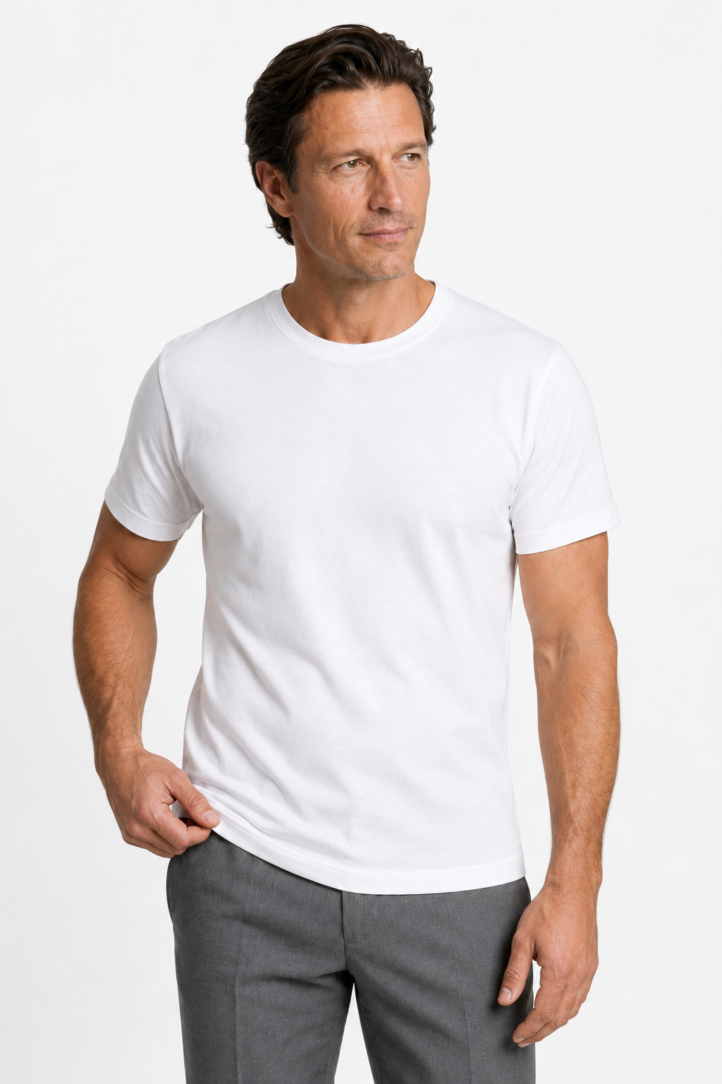 White Slim Fit T-shirt for Men in Soft Cotton