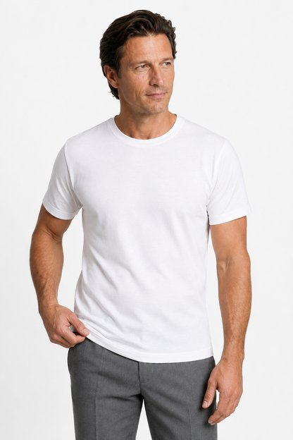 Mens Slim Fit White Cotton Tee