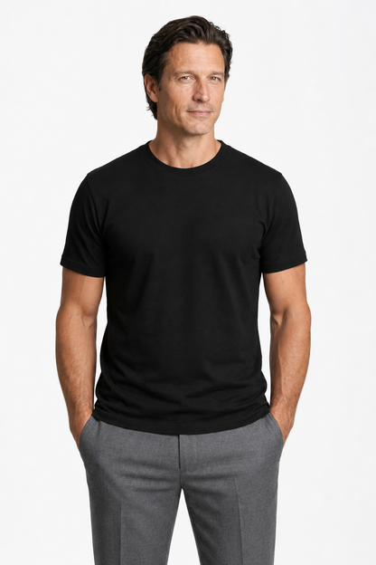 Mens Slim Fit Black Wool Tee