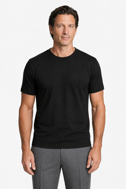 Mens Slim Fit Black Wool Tee