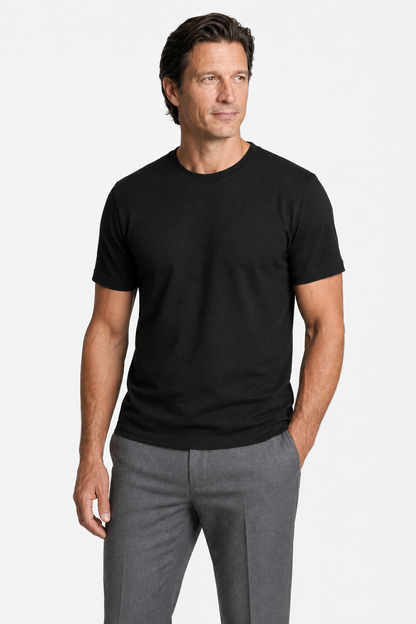 Mens Slim Fit Black Wool Tee
