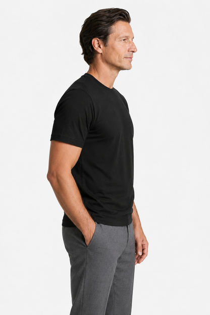 Mens Slim Fit Black Wool Tee