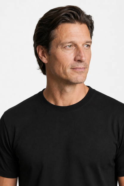 Mens Slim Fit Black Wool Tee