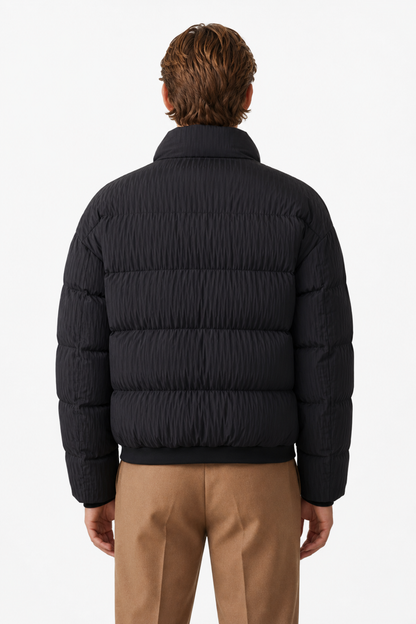 Mens Stand Collar Black Puffer Jacket