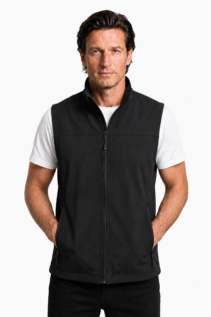 Mens Stand Collar Black Fleece Vest