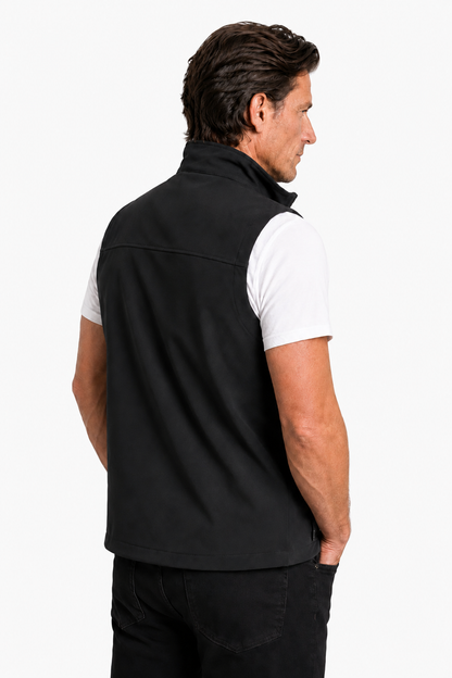 Mens Stand Collar Black Fleece Vest