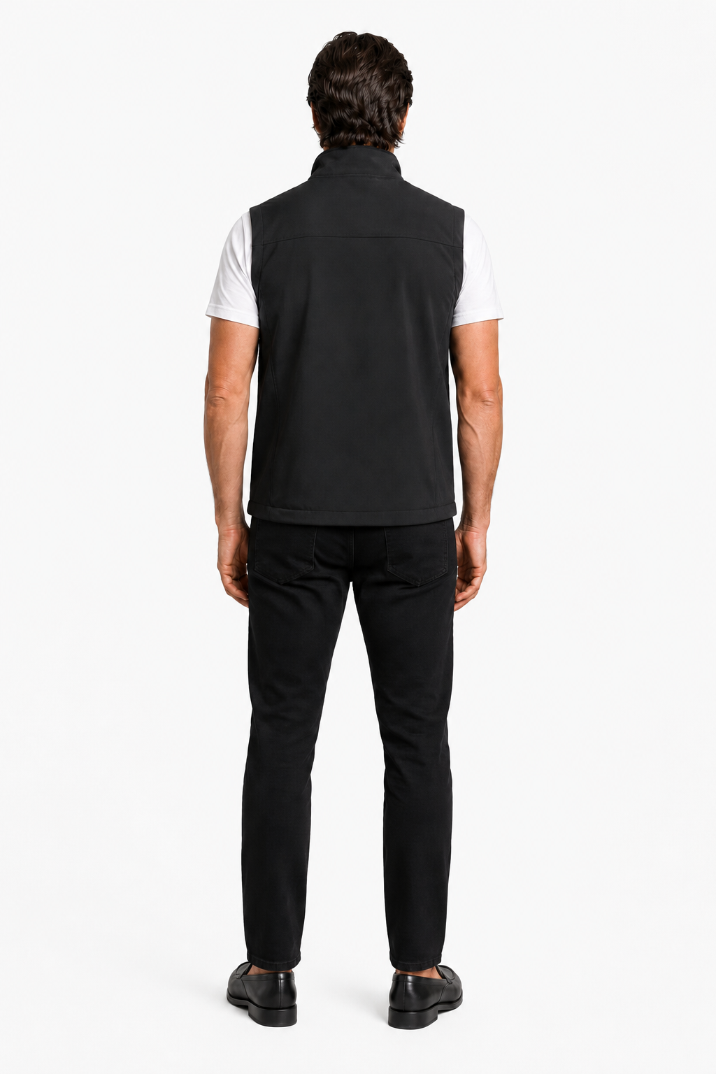Men's Fleece Vest - Black, Stretchy with Zipper for Outdoor Use