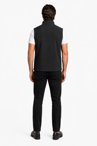 Mens Stand Collar Black Fleece Vest