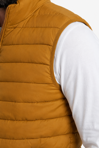 Mens Regular Fit Turmeric Polyester Puffer Vest