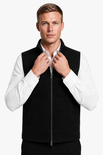Mens Regular Fit Black Cotton Knit Vest