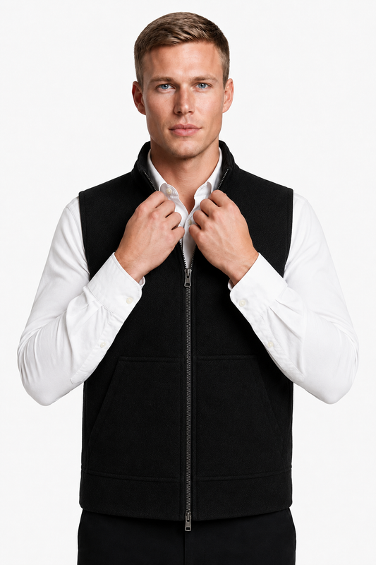 Black Strikvest for Men – Soft, Sleeveless Regular Fit in Comfortable Cotton Knit