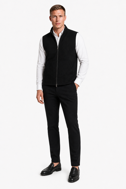 Mens Regular Fit Black Cotton Knit Vest