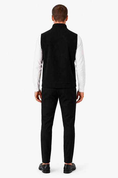 Mens Regular Fit Black Cotton Knit Vest