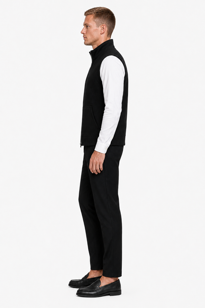 Mens Regular Fit Black Cotton Knit Vest