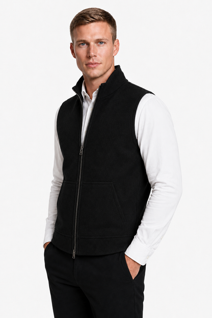 Mens Regular Fit Black Cotton Knit Vest