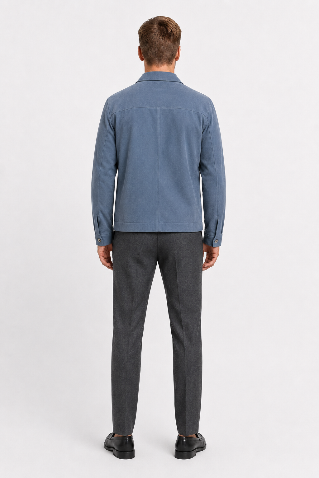 Men's Suede Jacket Blue - Regular Fit Jacket in Genuine Suede with Zipper
