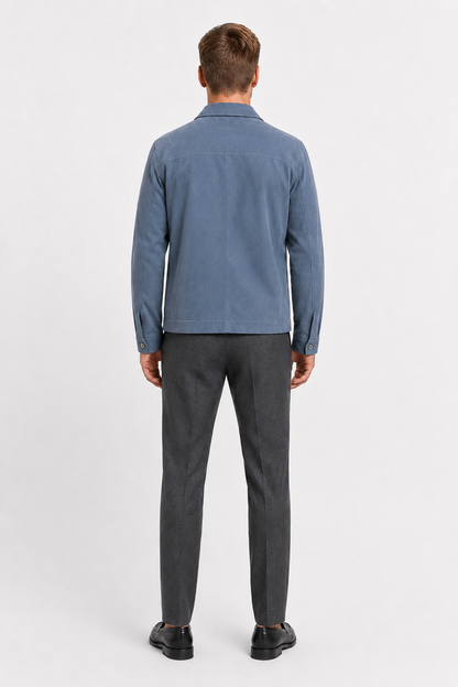 Mens Regular Fit Blue Suede Jacket