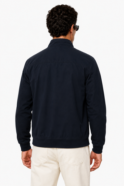 Mens Classic Dark Blue Wool Bomber Jacket