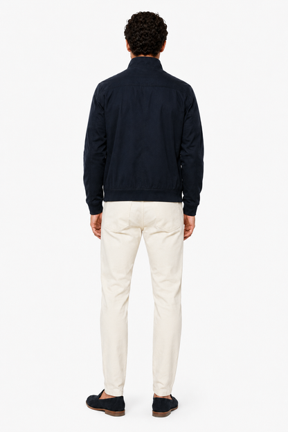 Mens Classic Dark Blue Wool Bomber Jacket