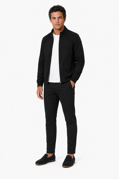 Mens Regular Fit Black Wool Bomber Jacket