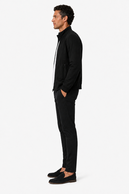 Mens Regular Fit Black Wool Bomber Jacket