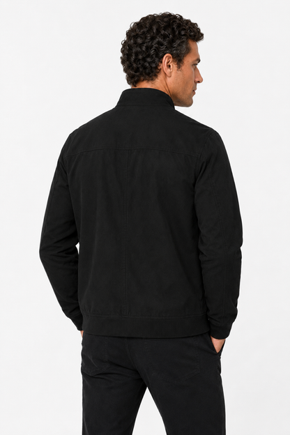 Mens Regular Fit Black Wool Bomber Jacket