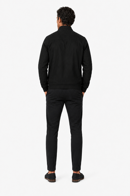 Mens Regular Fit Black Wool Bomber Jacket