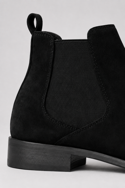 Mens Minimalist Black Suede Chelsea Boots