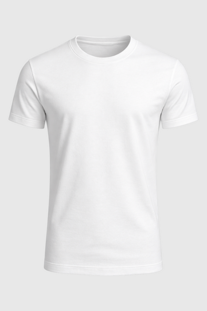 Mens Slim Fit White Cotton Tee