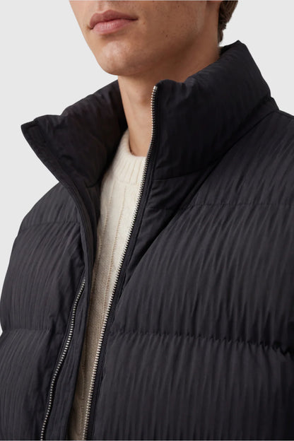 Mens Stand Collar Black Puffer Jacket