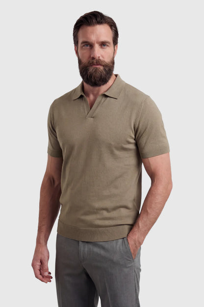 Mens Slim Fit Taupe Cotton Polo