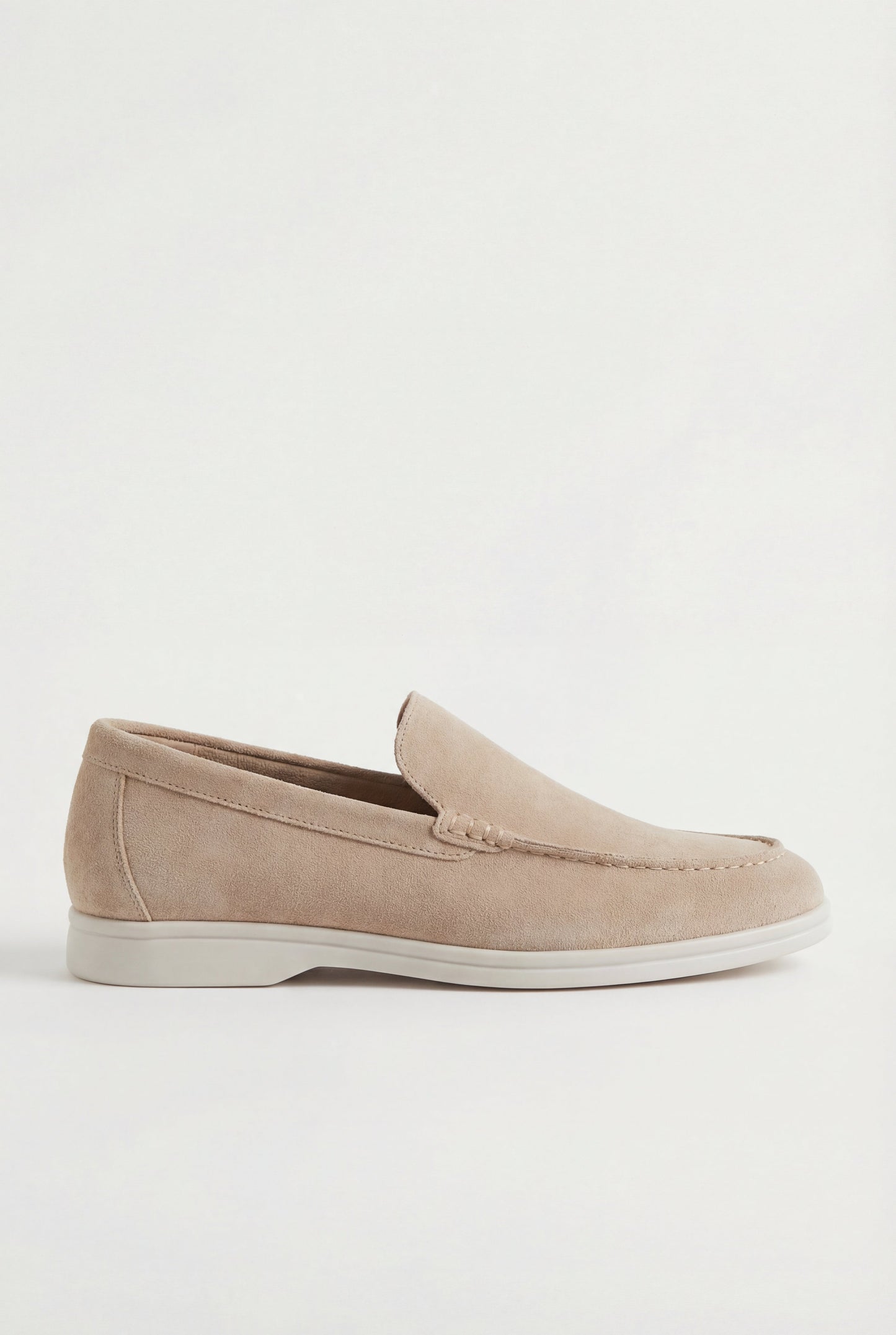 Beige Suede Loafers for Men – Elegant Slip-On Shoes in Genuine Leather